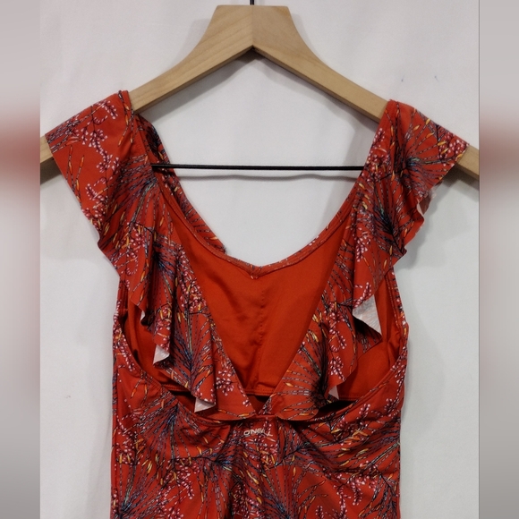 NWT O'Neill Floral Swimsuit Girls 14 Red One Piece Ruffle Beach Vacation - Picture 5 of 7